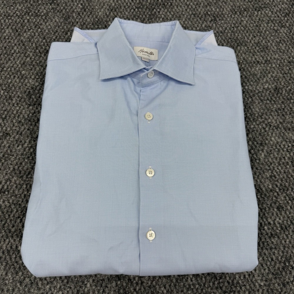 Hamilton Men's Dress Shirt Size 16/41 Medium Blue Microdot Cotton